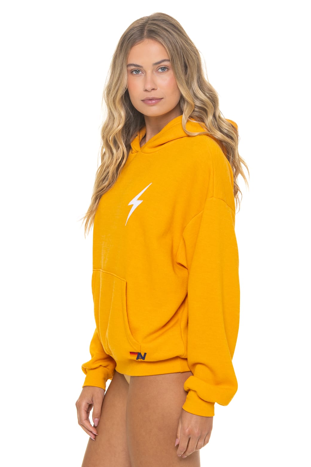 Retro BOLT STITCH RELAXED PULLOVER HOODIE - VINTAGE GOLD WHITE