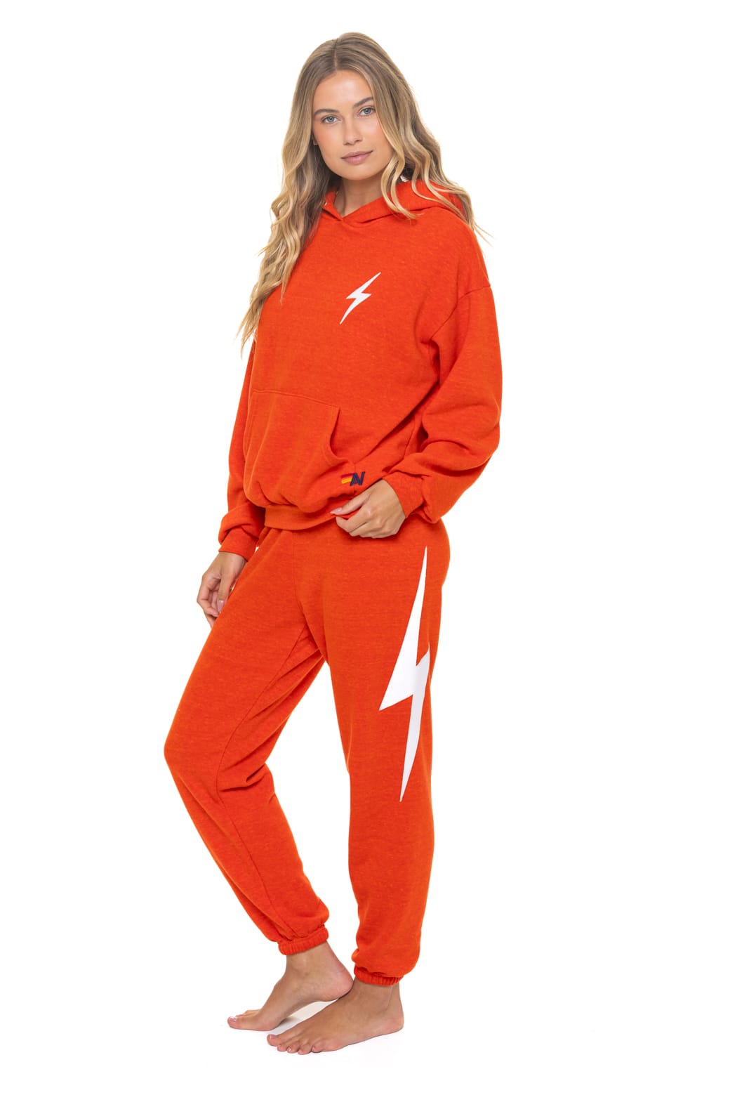 Retro BOLT STITCH RELAXED PULLOVER HOODIE - VINTAGE ORANGE WHITE
