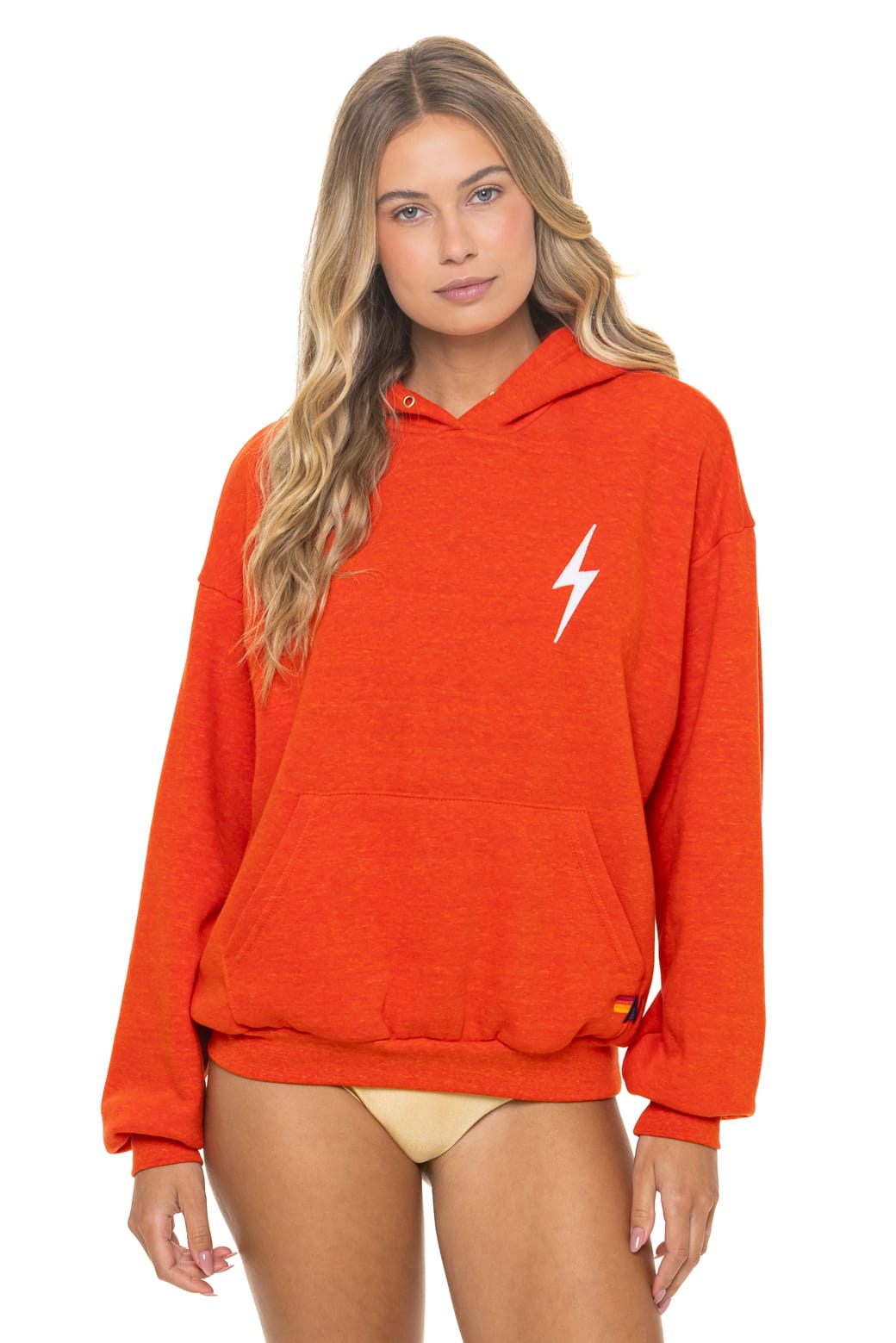 Retro BOLT STITCH RELAXED PULLOVER HOODIE - VINTAGE ORANGE WHITE