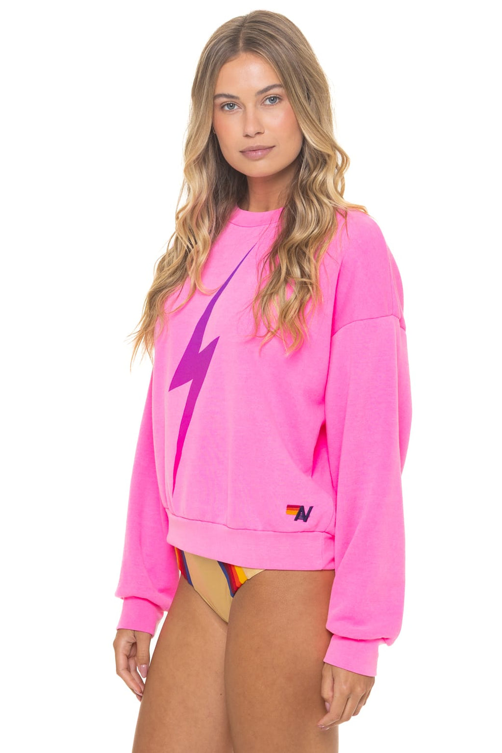 Retro BOLT FADE RELAXED CREW SWEATSHIRT - NEON PINK PINK PURPLE