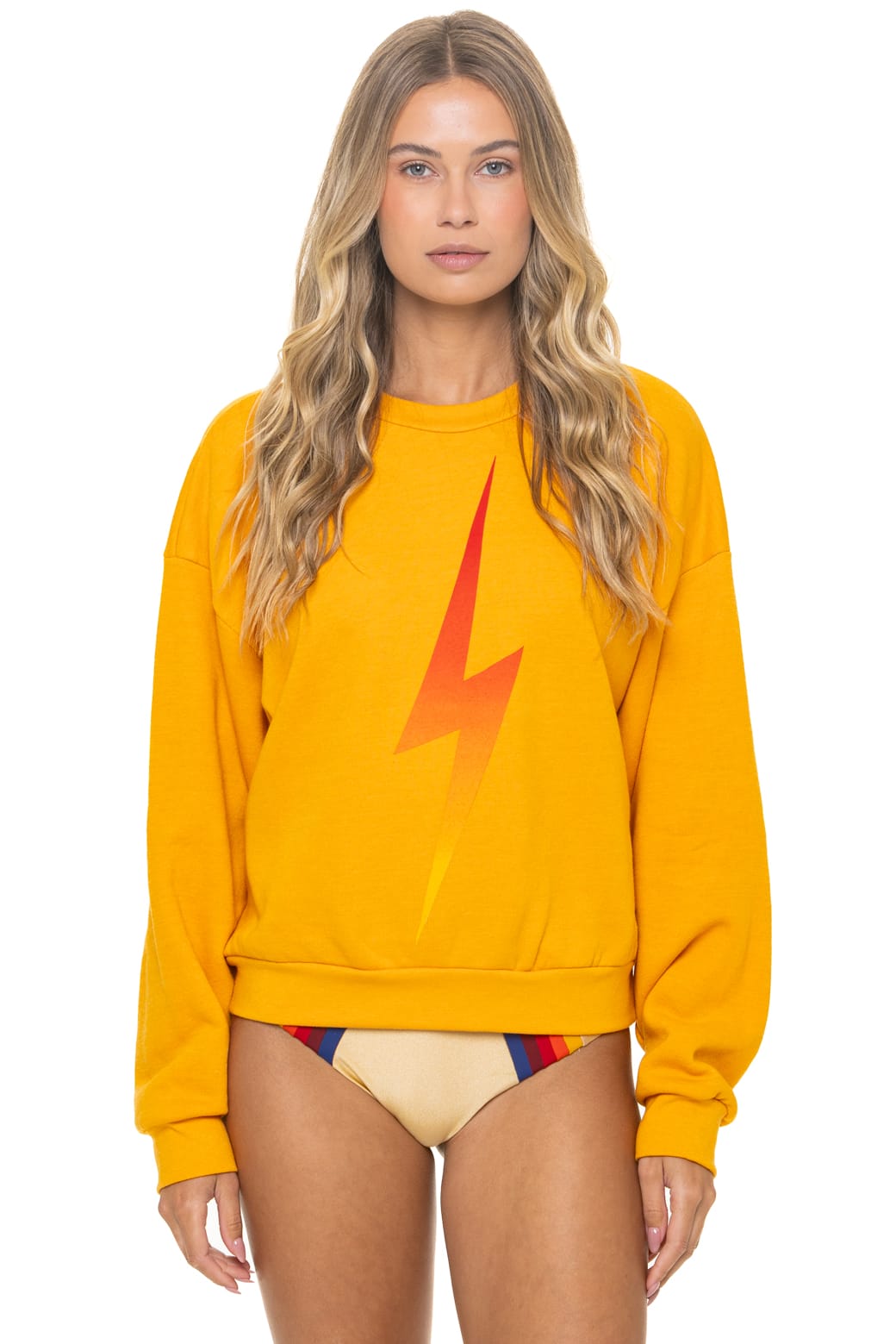Retro BOLT FADE RELAXED CREW SWEATSHIRT - VINTAGE GOLD RED YELLOW
