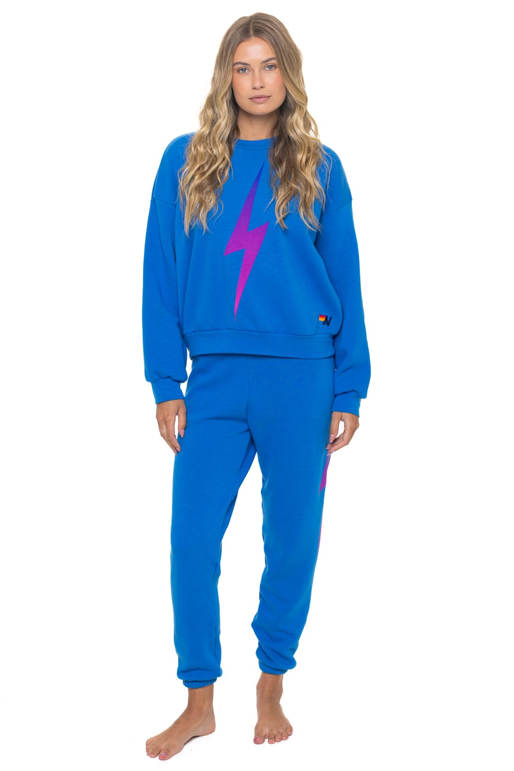 Retro BOLT FADE RELAXED CREW SWEATSHIRT - OCEAN PINK PURPLE