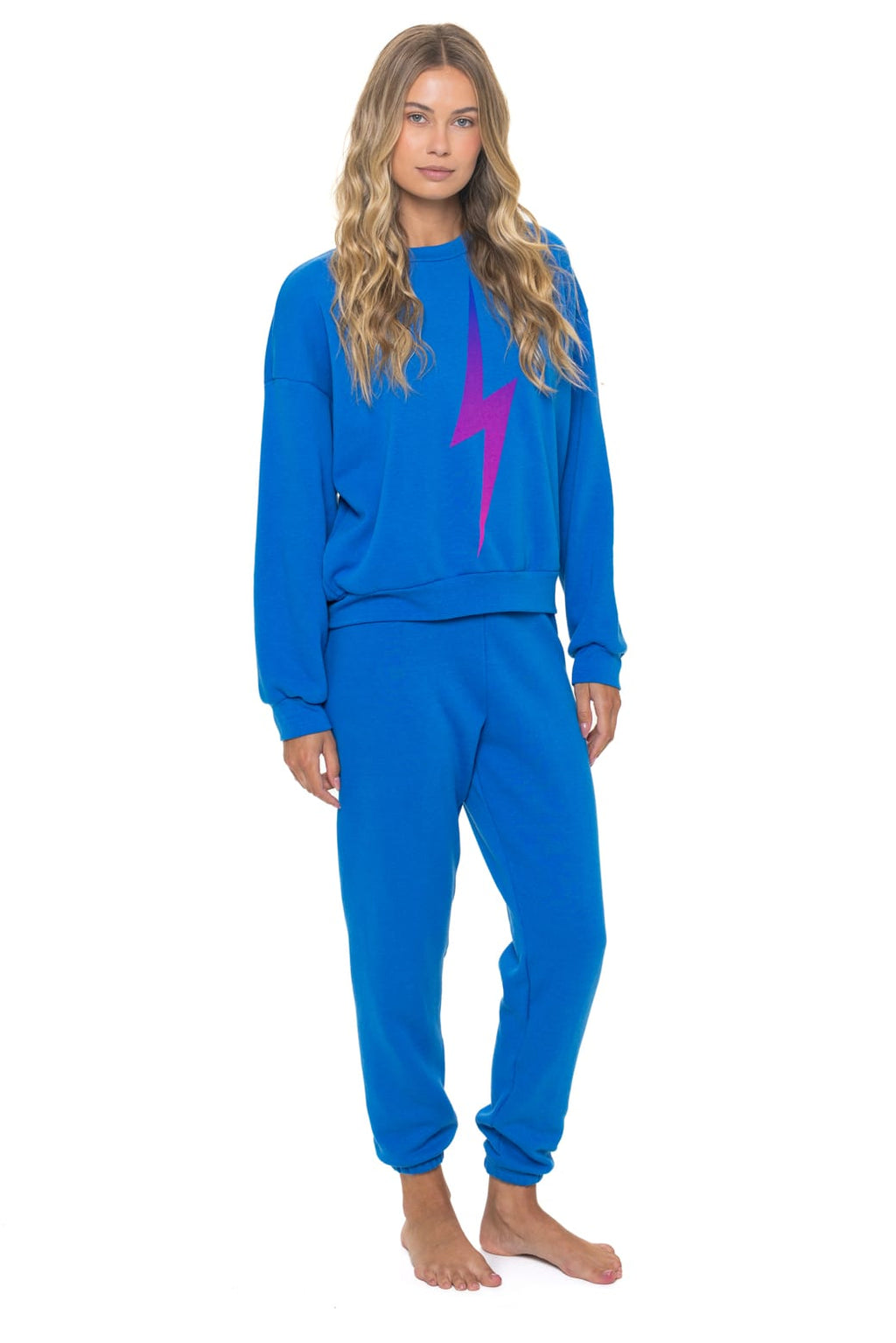 Retro BOLT FADE RELAXED CREW SWEATSHIRT - OCEAN PINK PURPLE