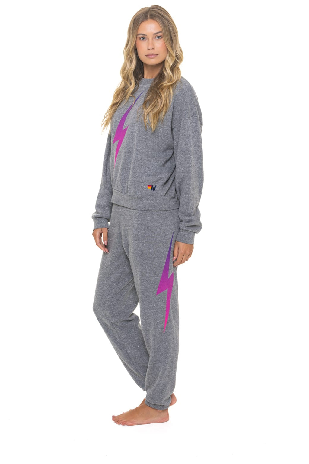 Retro BOLT FADE SWEATPANTS - HEATHER GREY PINK PURPLE