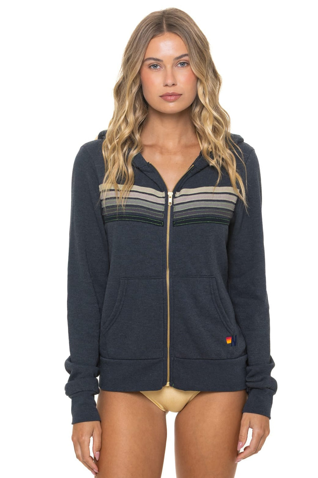 Retro 5 STRIPE HOODIE - CHARCOAL GREY STRIPES