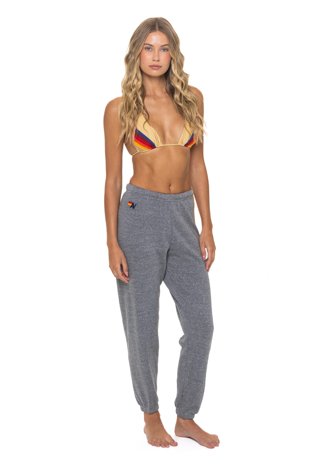 Retro 5 STRIPE SWEATPANTS - HEATHER GREY
