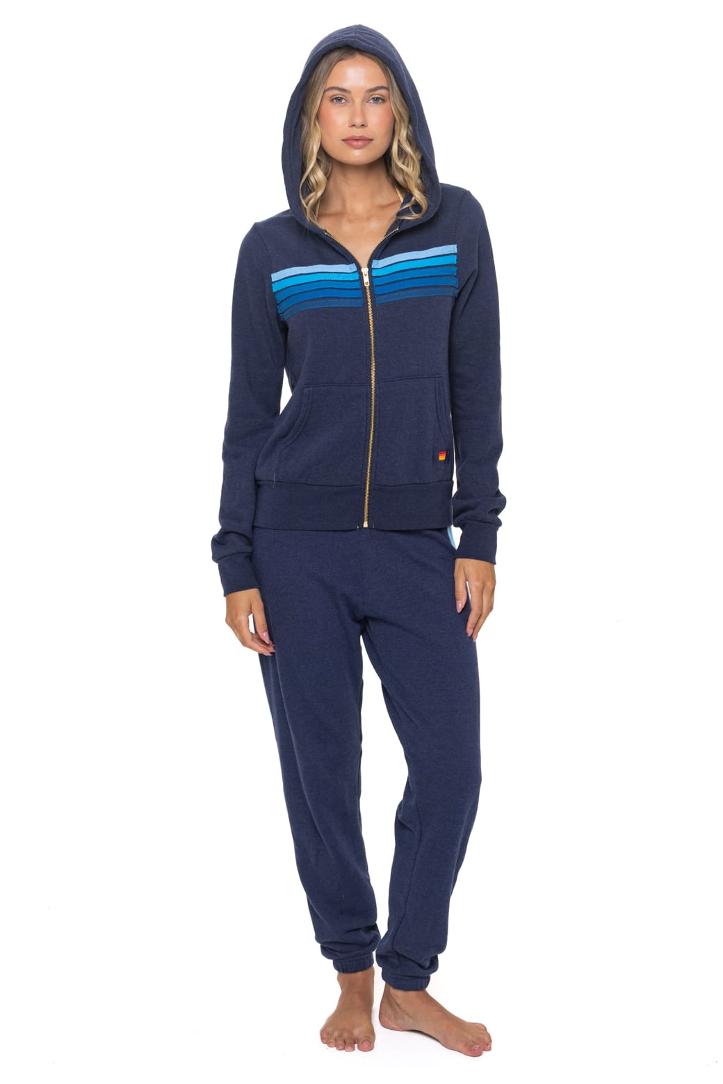 Retro 5 STRIPE HOODIE - NAVY BLUE