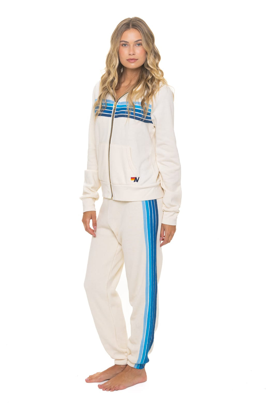 Retro 5 STRIPE HOODIE - VINTAGE WHITE BLUE