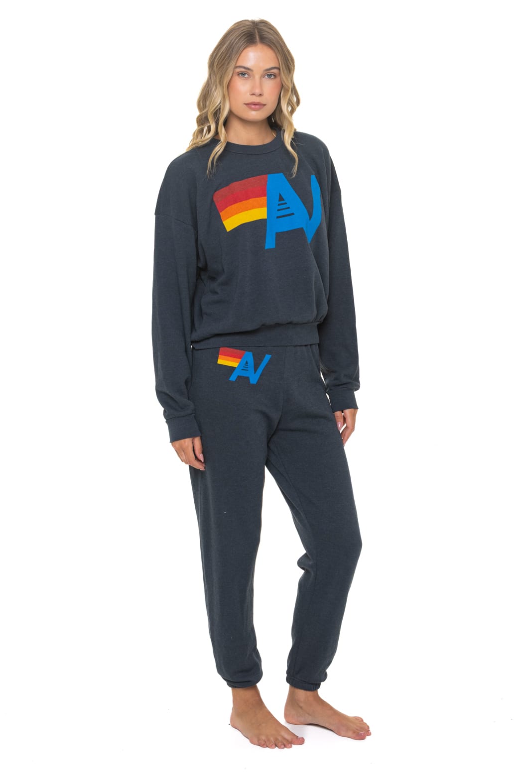 Retro LOGO RELAXED CREW SWEATSHIRT - CHARCOAL