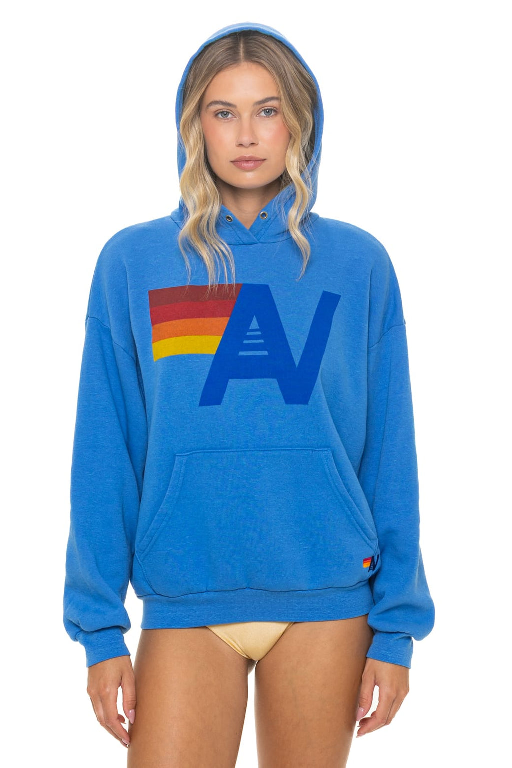 Retro LOGO PULLOVER RELAXED HOODIE - COBALT