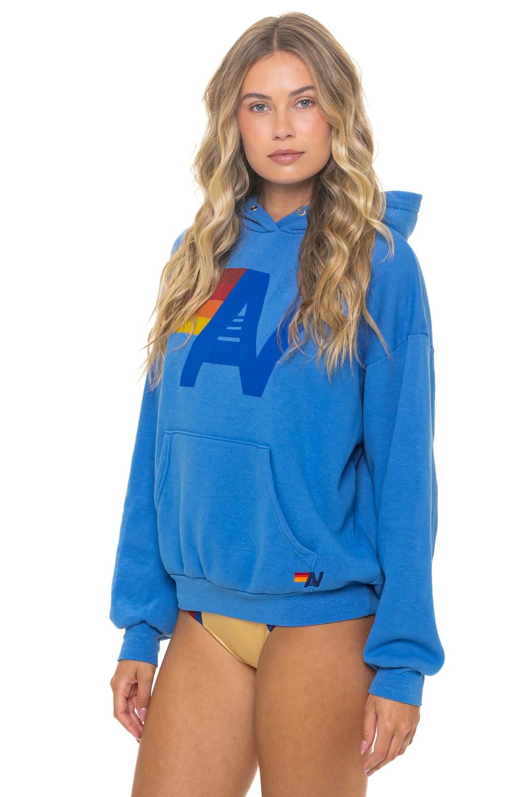 Retro LOGO PULLOVER RELAXED HOODIE - COBALT