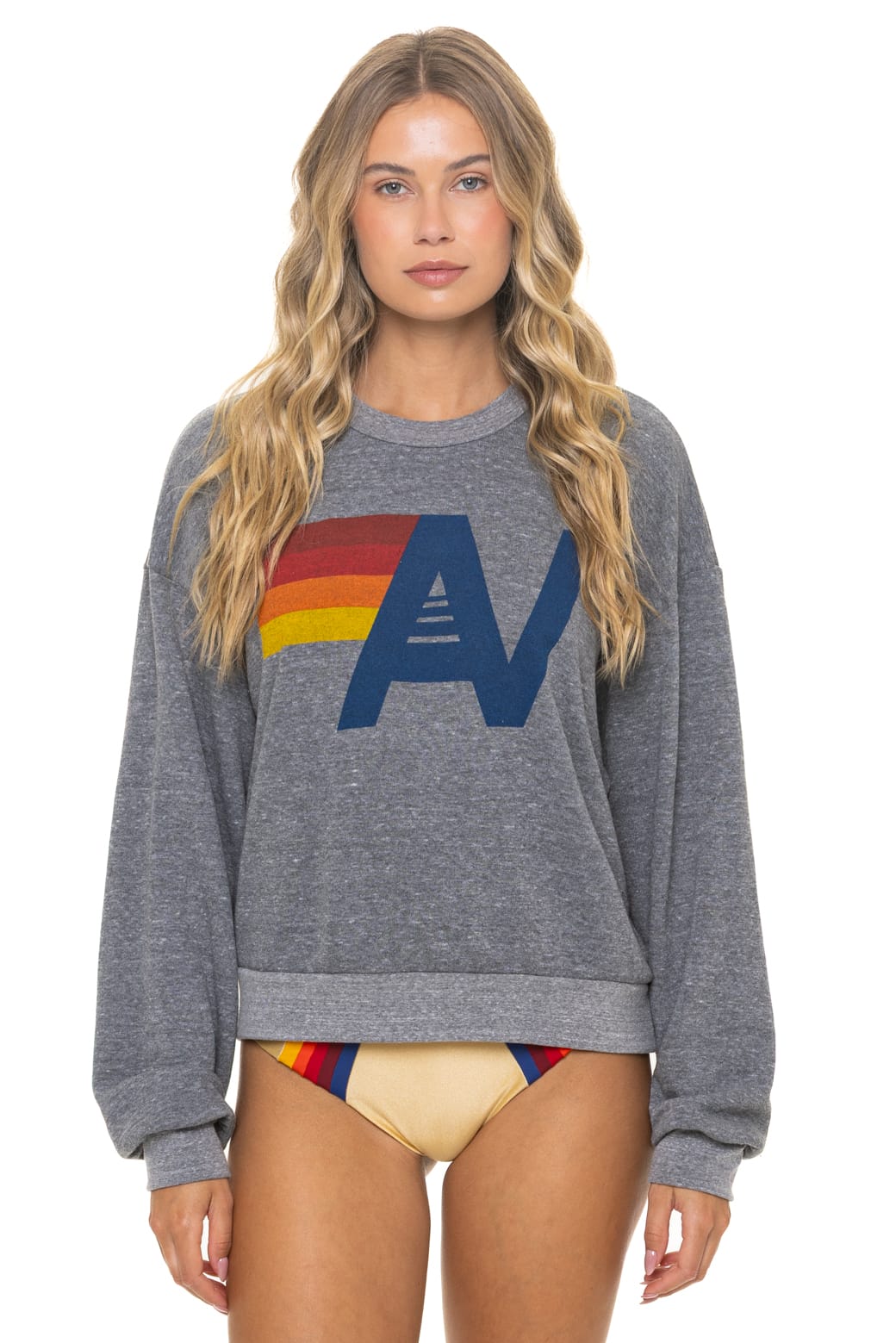 Retro LOGO RELAXED CREW SWEATSHIRT - HEATHER