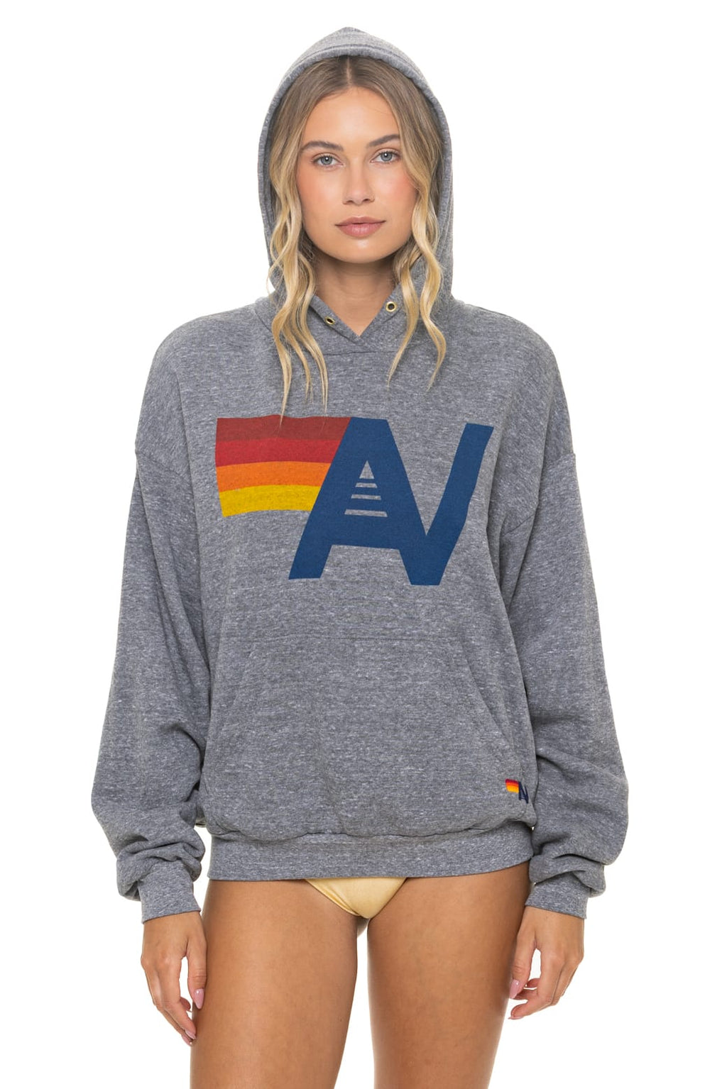 Retro LOGO PULLOVER RELAXED HOODIE - HEATHER GREY
