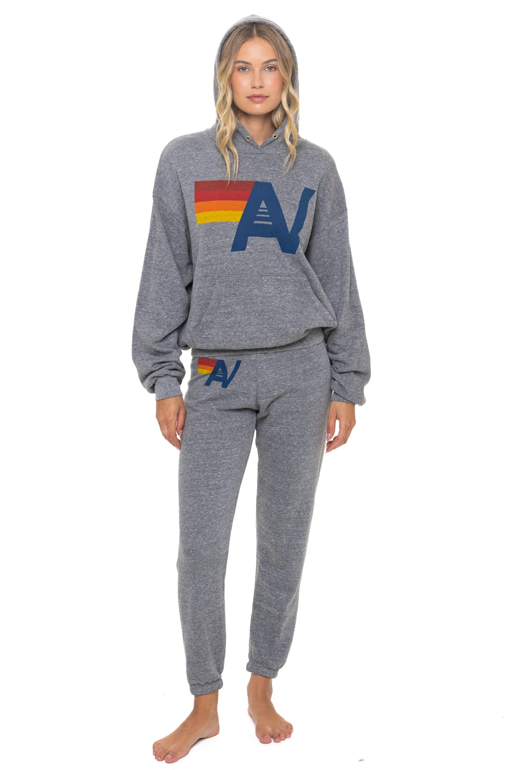 Retro LOGO PULLOVER RELAXED HOODIE - HEATHER GREY