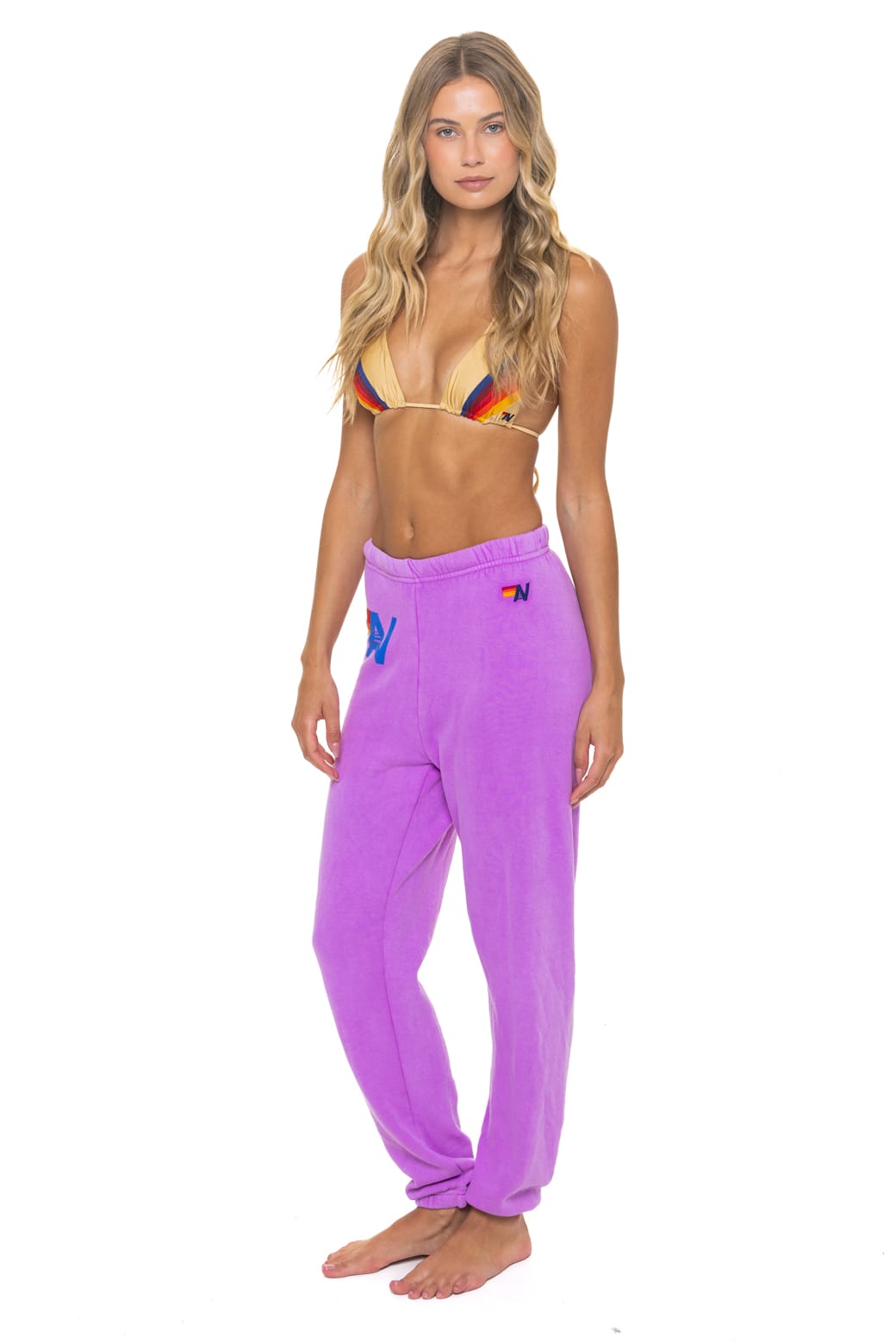 Retro LOGO SWEATPANTS - NEON PURPLE