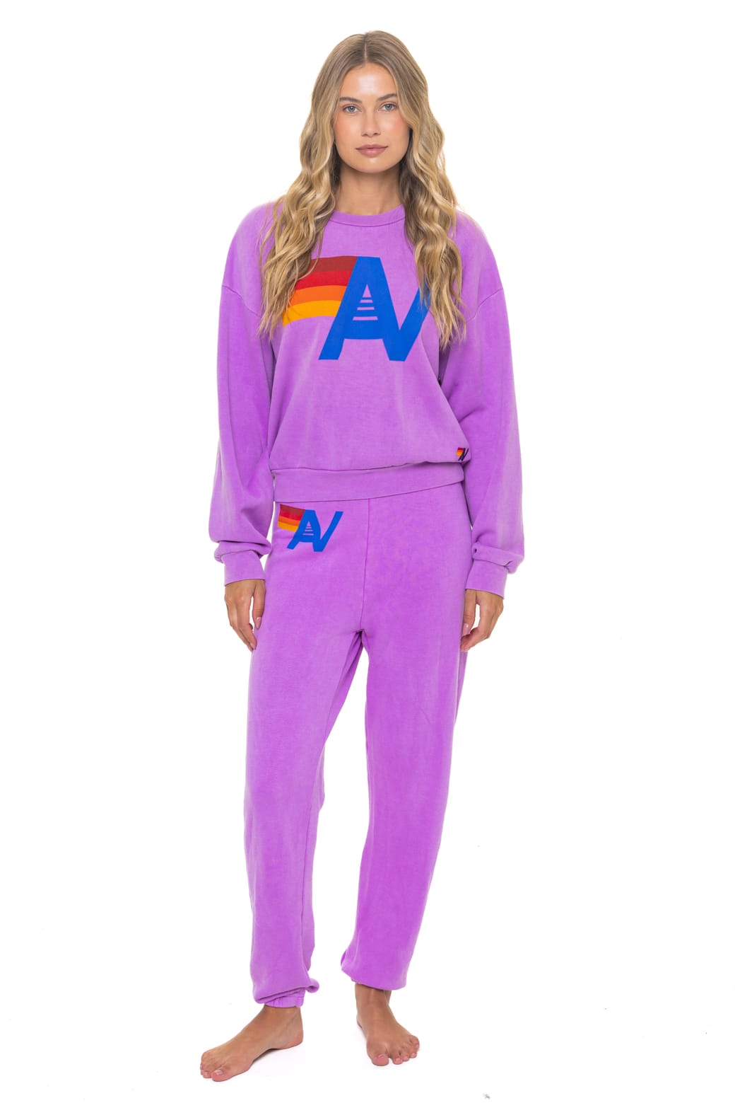 Retro LOGO RELAXED CREW SWEATSHIRT - NEON PURPLE