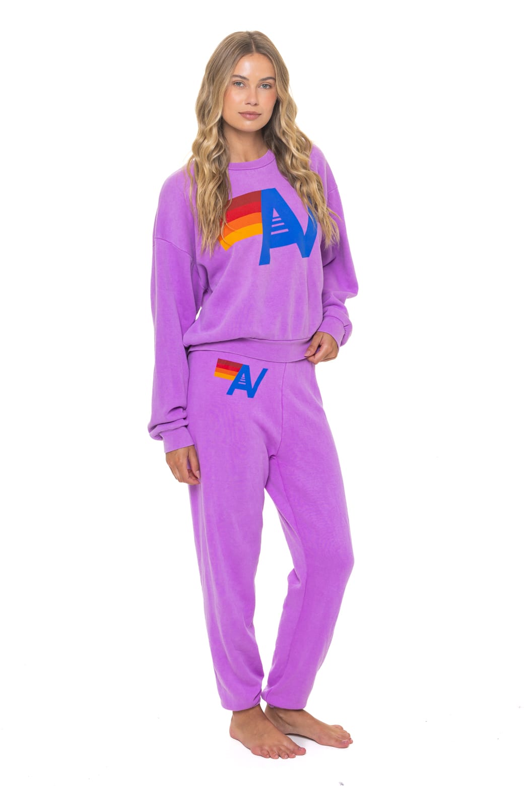 Retro LOGO RELAXED CREW SWEATSHIRT - NEON PURPLE