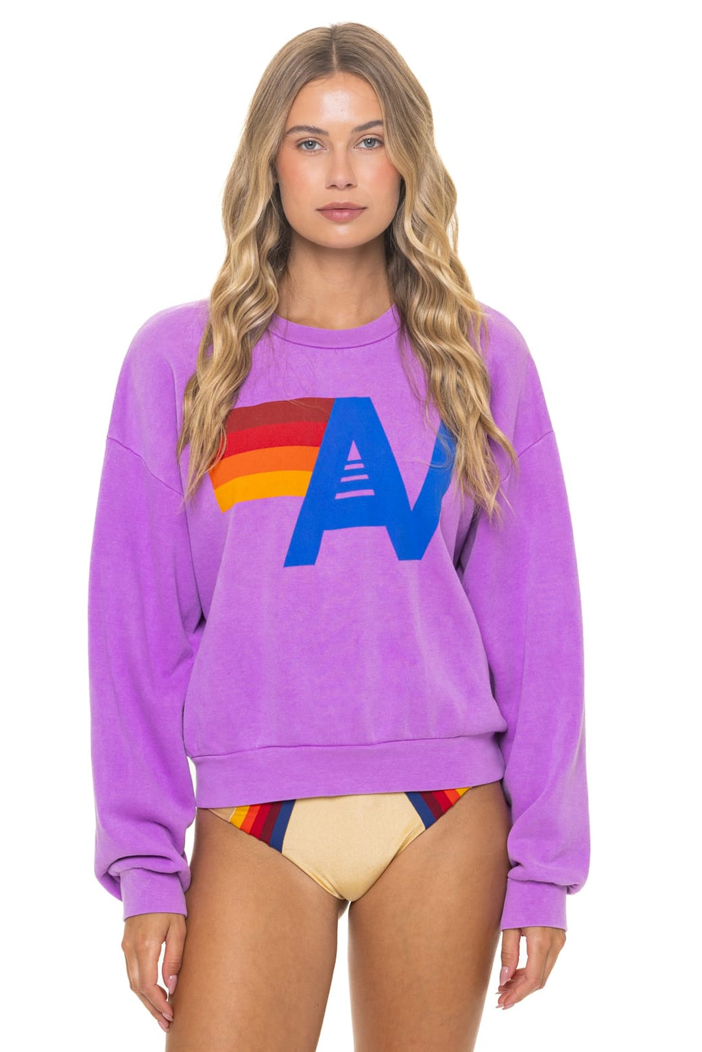 Retro LOGO RELAXED CREW SWEATSHIRT - NEON PURPLE