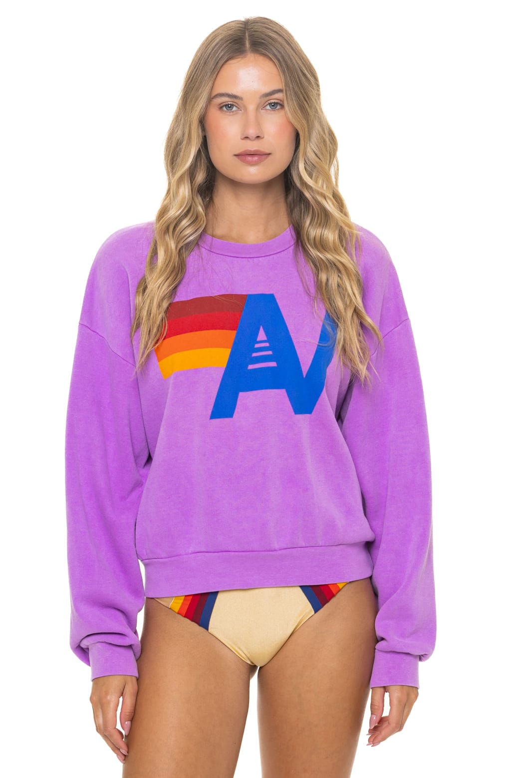 Retro LOGO RELAXED CREW SWEATSHIRT - NEON PURPLE