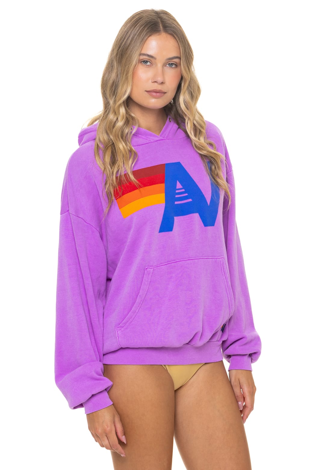 Retro LOGO PULLOVER RELAXED HOODIE - NEON PURPLE