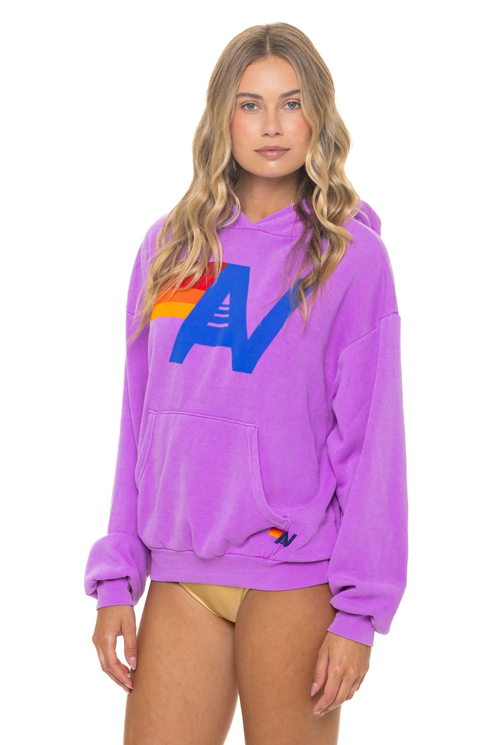 Retro LOGO PULLOVER RELAXED HOODIE - NEON PURPLE