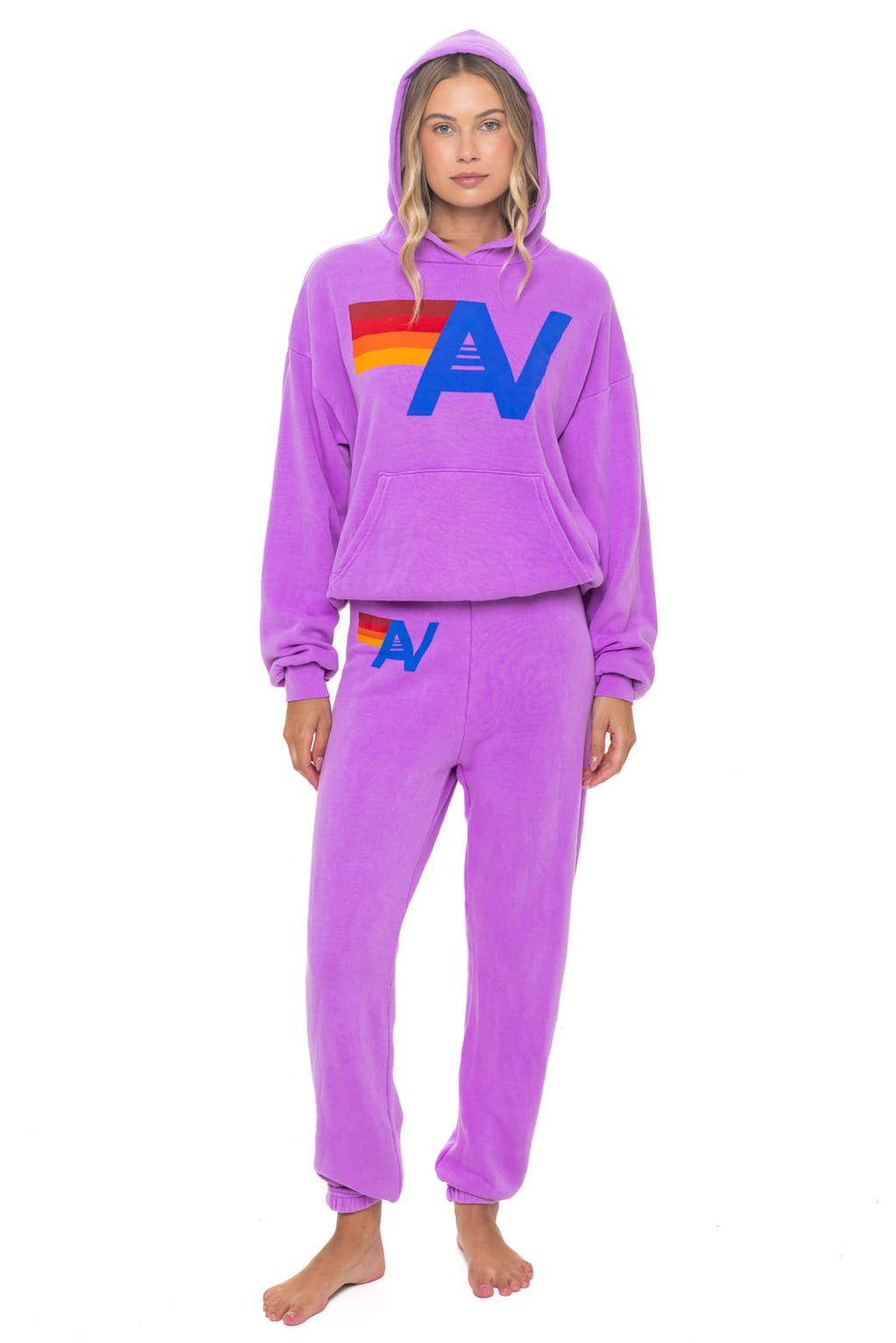 Retro LOGO PULLOVER RELAXED HOODIE - NEON PURPLE