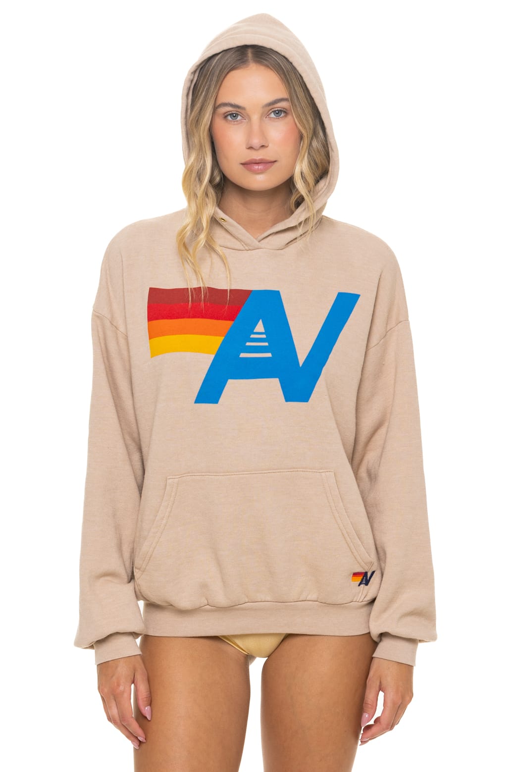 Retro LOGO PULLOVER RELAXED HOODIE - SAND