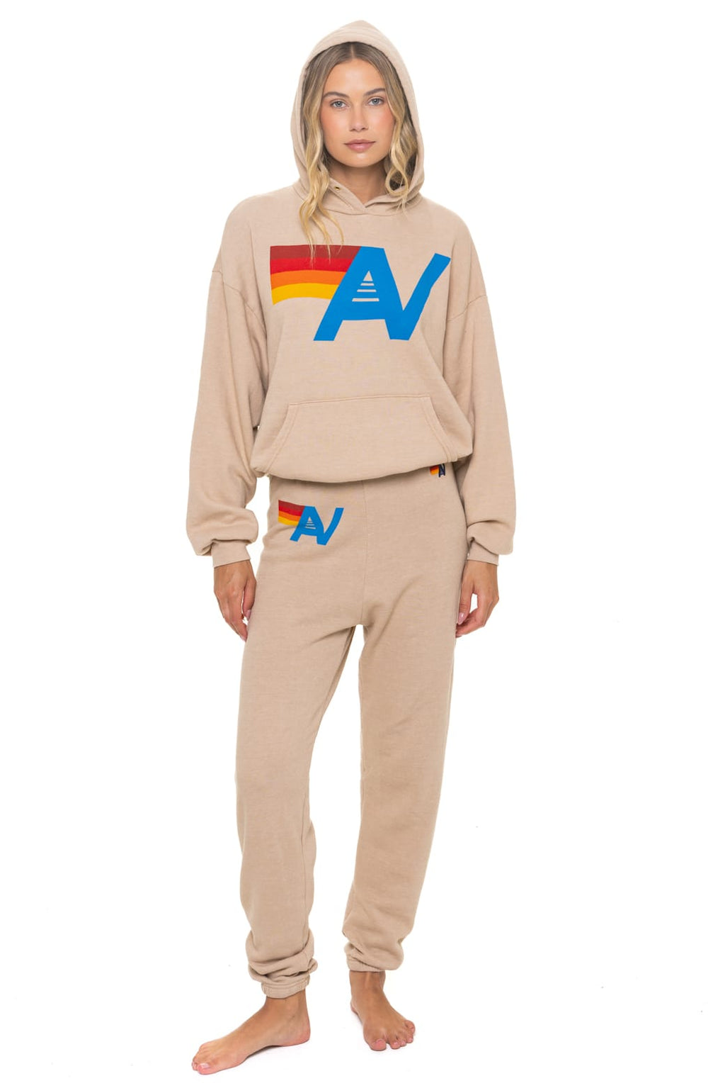 Retro LOGO PULLOVER RELAXED HOODIE - SAND
