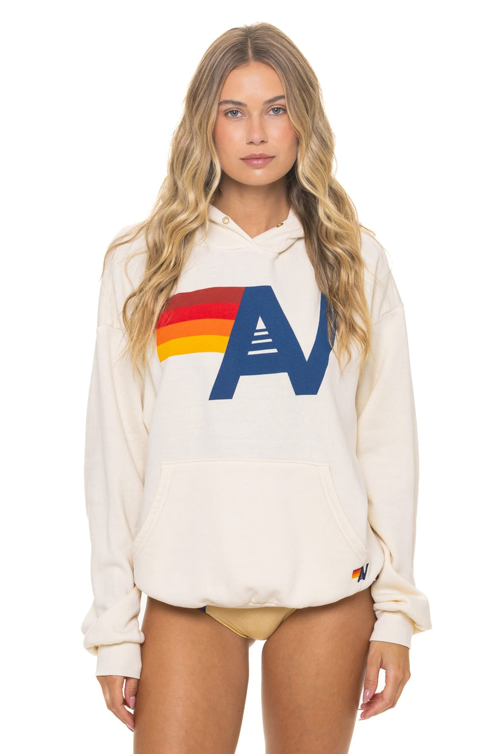 Retro LOGO PULLOVER RELAXED HOODIE - VINTAGE WHITE