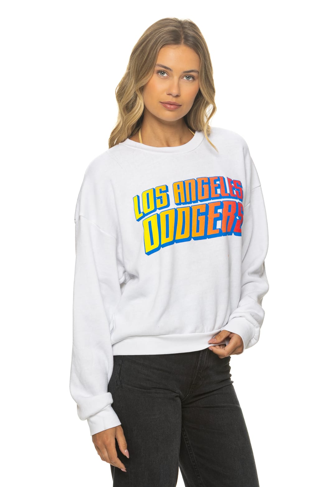 Retro LOS ANGELES DODGERS 2026 RELAXED CREW SWEATSHIRT - WHITE