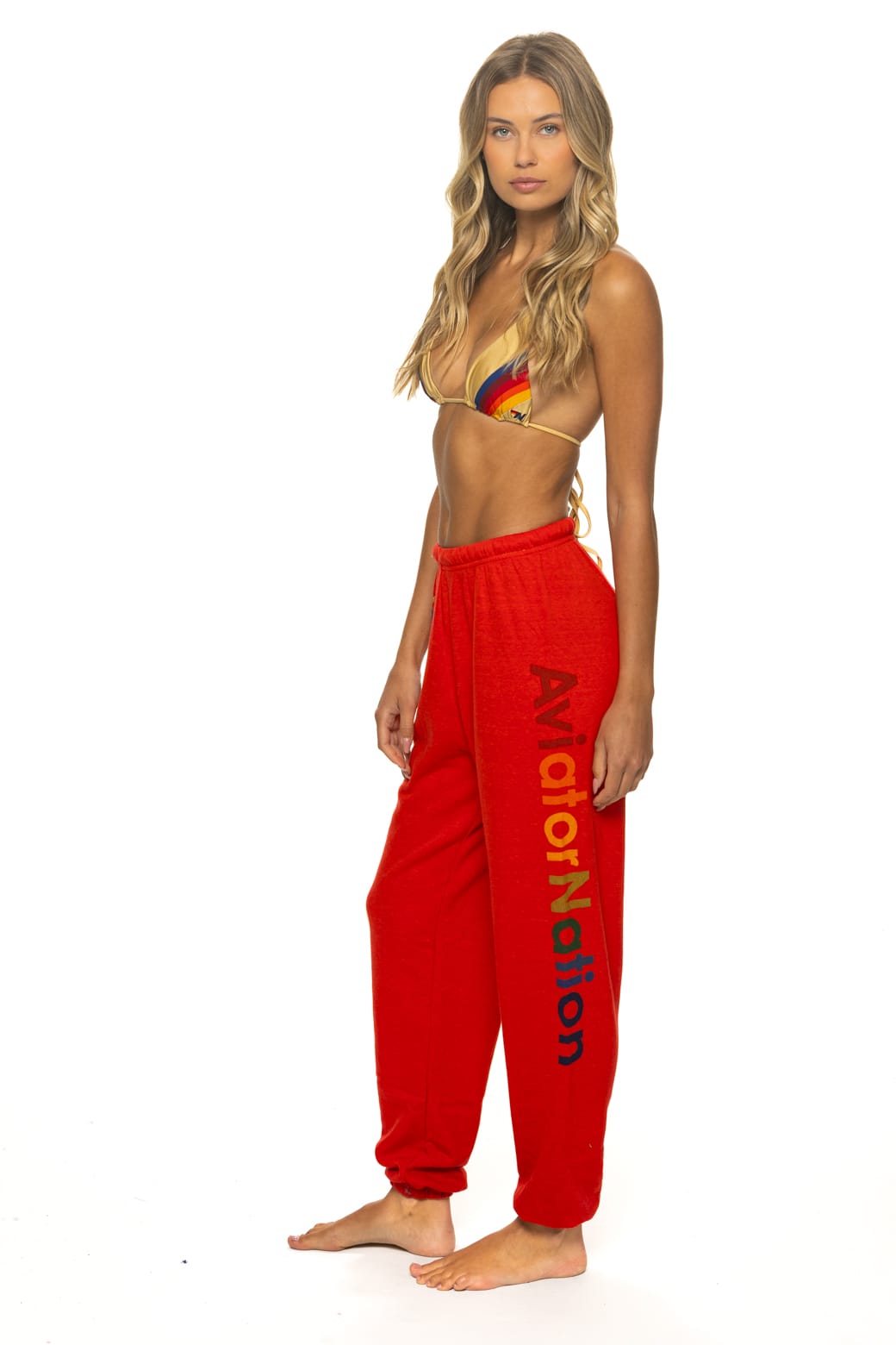 Retro AVIATOR NATION SWEATPANTS - NEON RED