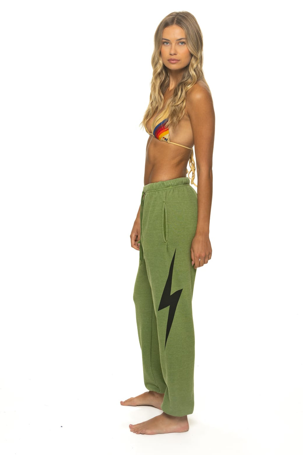 Retro BOLT PRINT UNISEX SWEATPANTS - JUNGLE GREEN