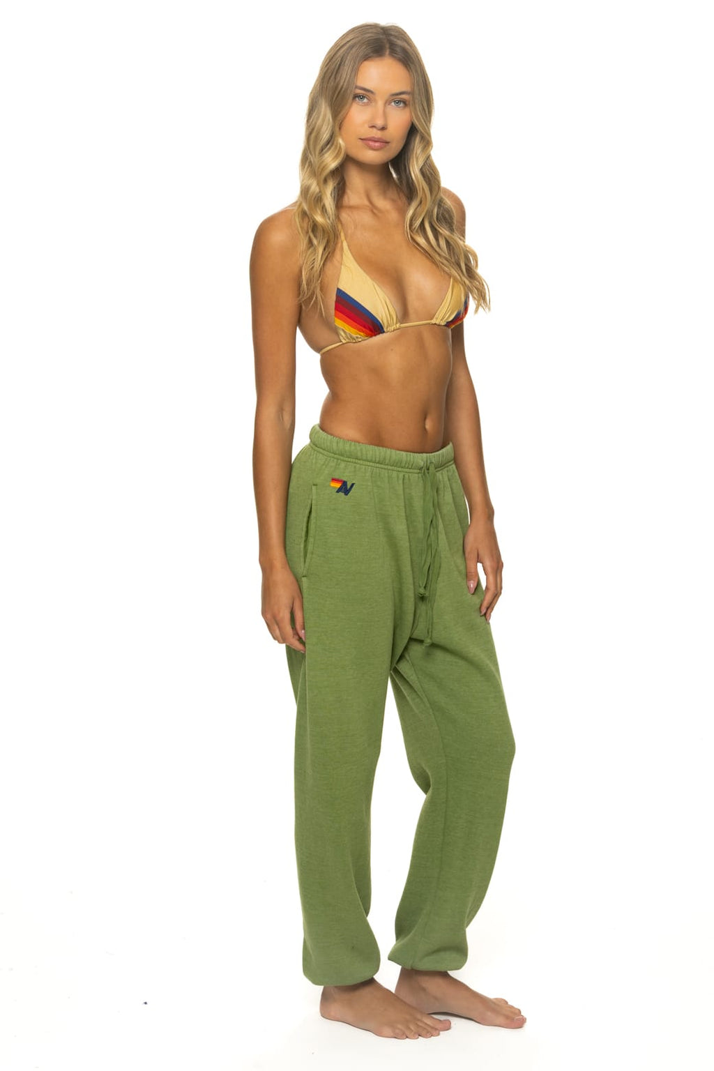 Retro BOLT PRINT UNISEX SWEATPANTS - JUNGLE GREEN