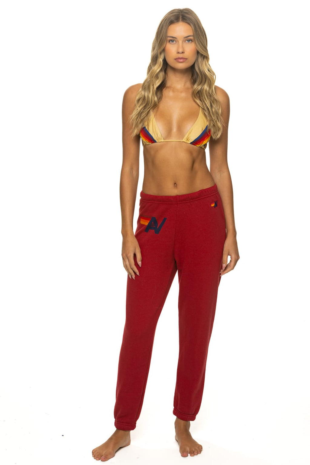 Retro LOGO SWEATPANTS - CRIMSON
