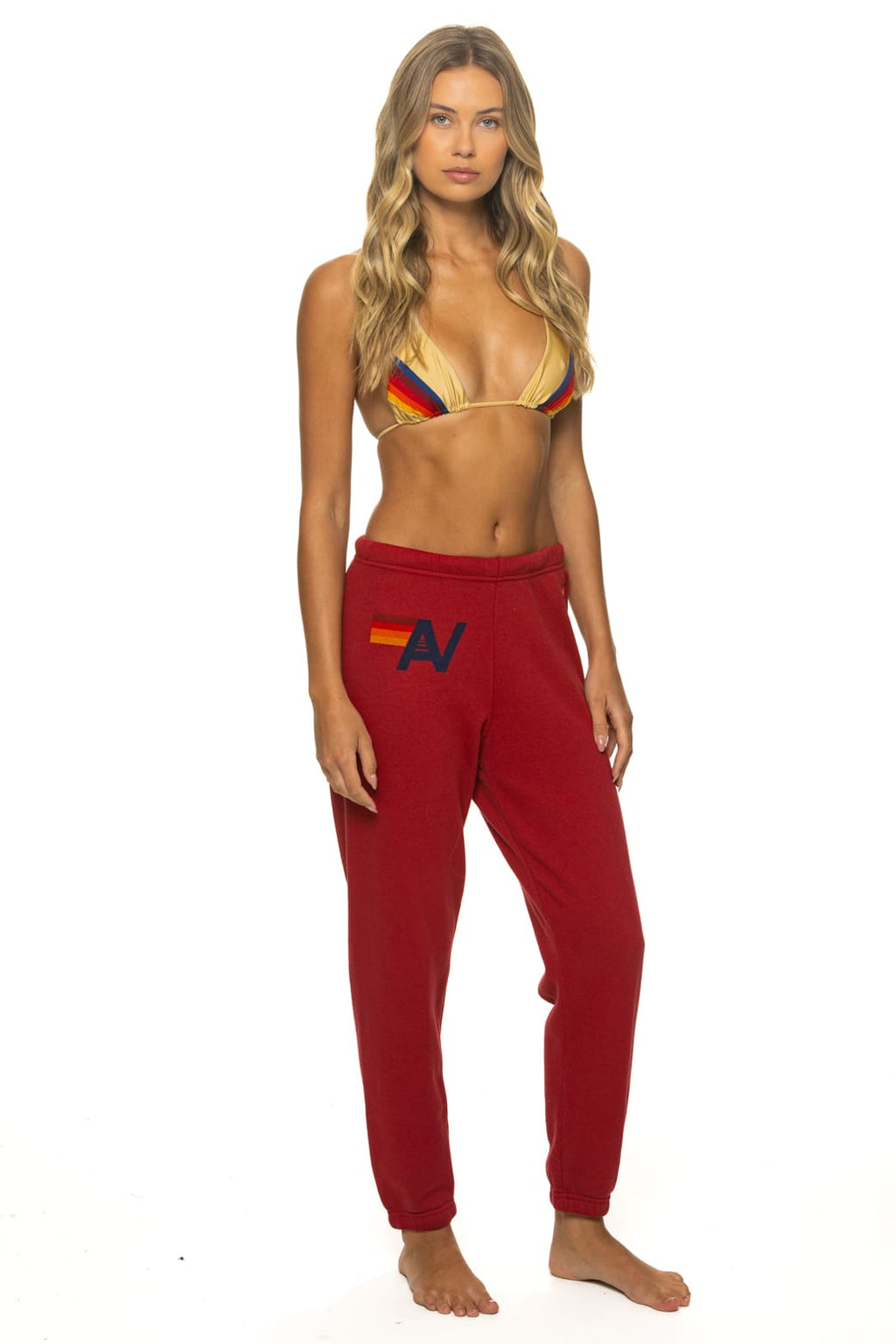 Retro LOGO SWEATPANTS - CRIMSON