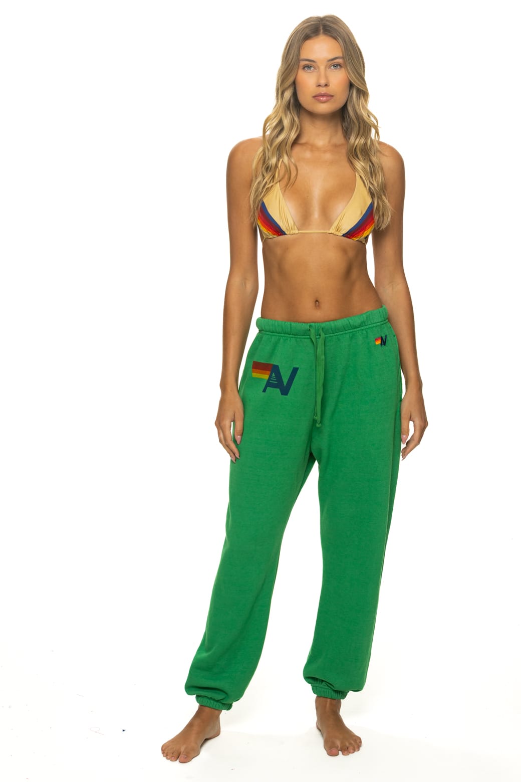 Retro LOGO PRINT SWEATPANTS SWEATPANTS - KELLY GREEN