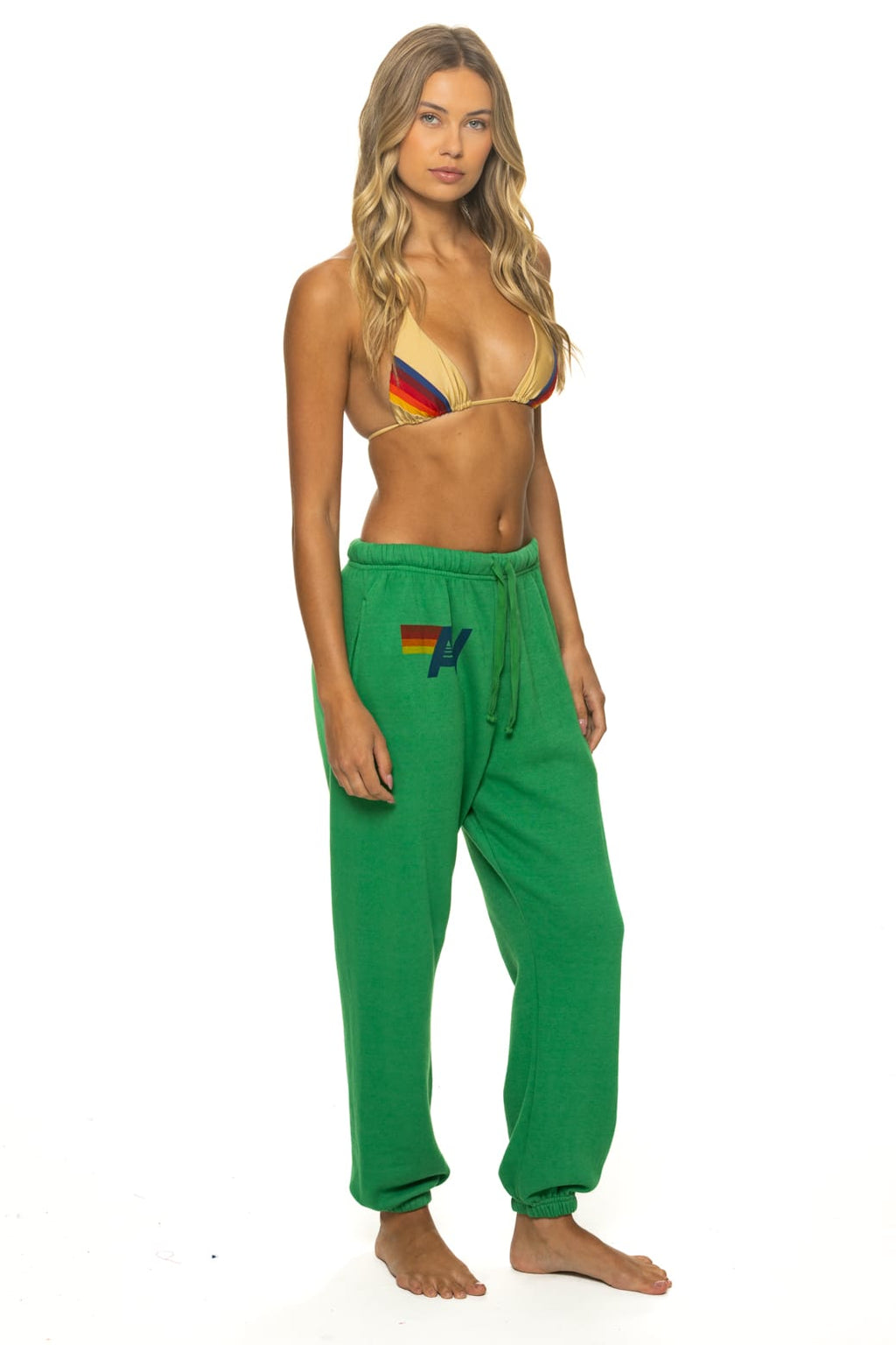 Retro LOGO PRINT SWEATPANTS SWEATPANTS - KELLY GREEN