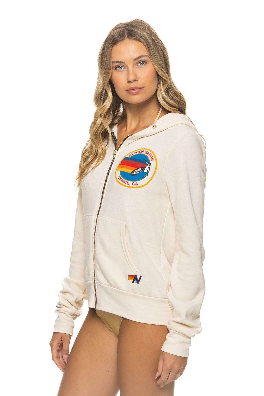 Retro AVIATOR NATION VENICE HOODIE - VINTAGE WHITE