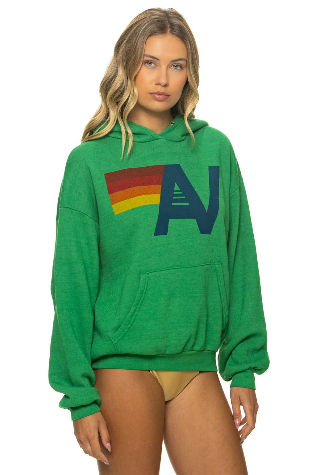 Retro LOGO PULLOVER RELAXED HOODIE - KELLY GREEN