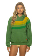 Retro WAVE STRIPE 4 PULLOVER HOODIE RELAXED - PALM GREEN