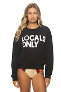 Retro LOCALS ONLY RELAXED CREW SWEATSHIRT - BLACK