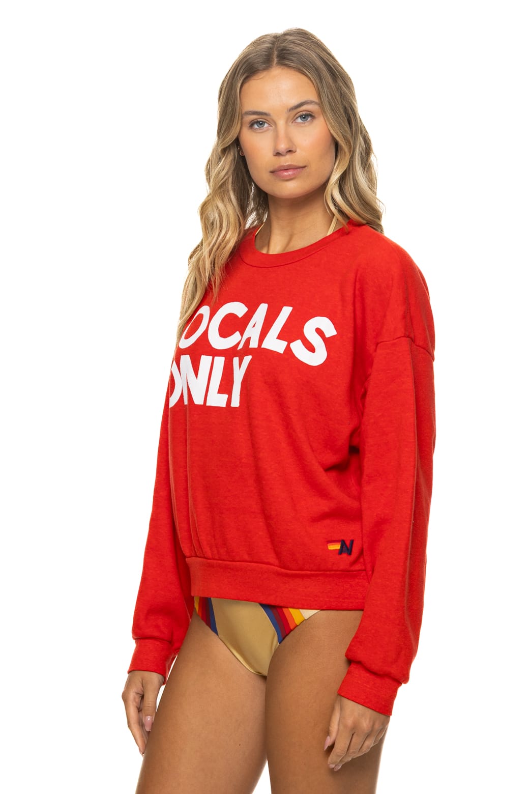 Retro LOCALS ONLY RELAXED CREW SWEATSHIRT - RED