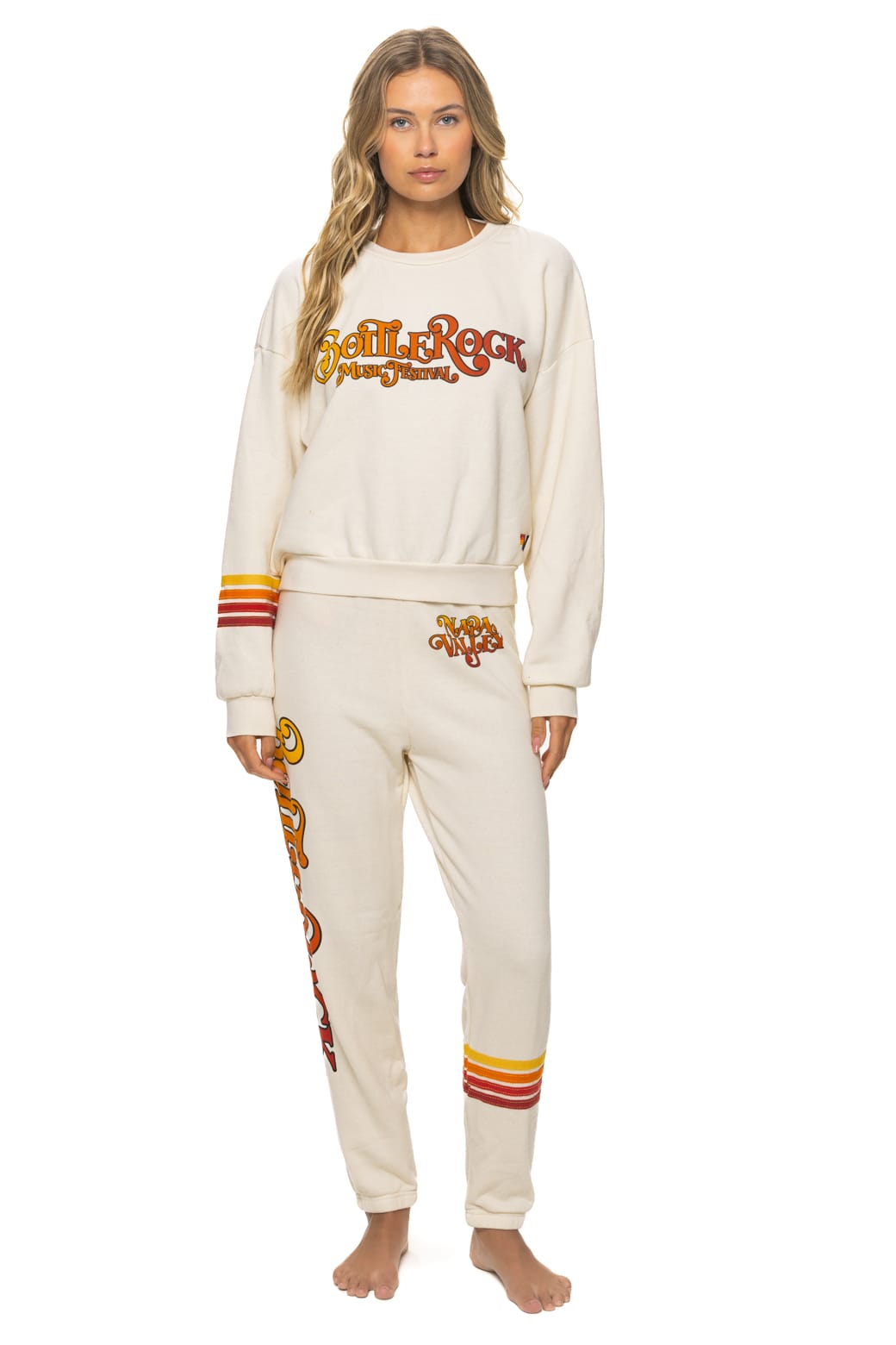 Retro BOTTLEROCK 2026 RUGBY STITCH SWEATPANTS - VINTAGE WHITE