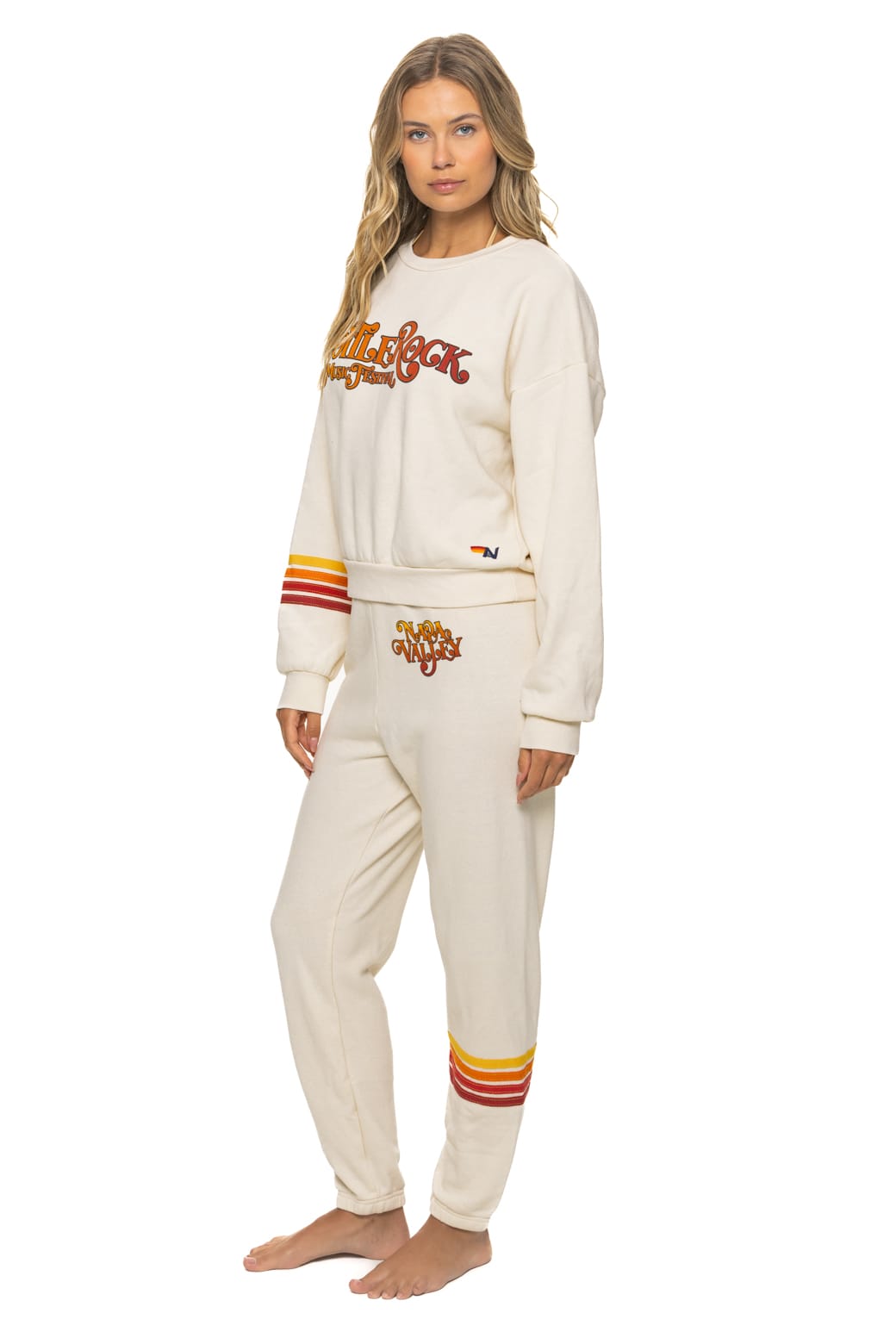 Retro BOTTLEROCK 2026 RUGBY STITCH SWEATPANTS - VINTAGE WHITE