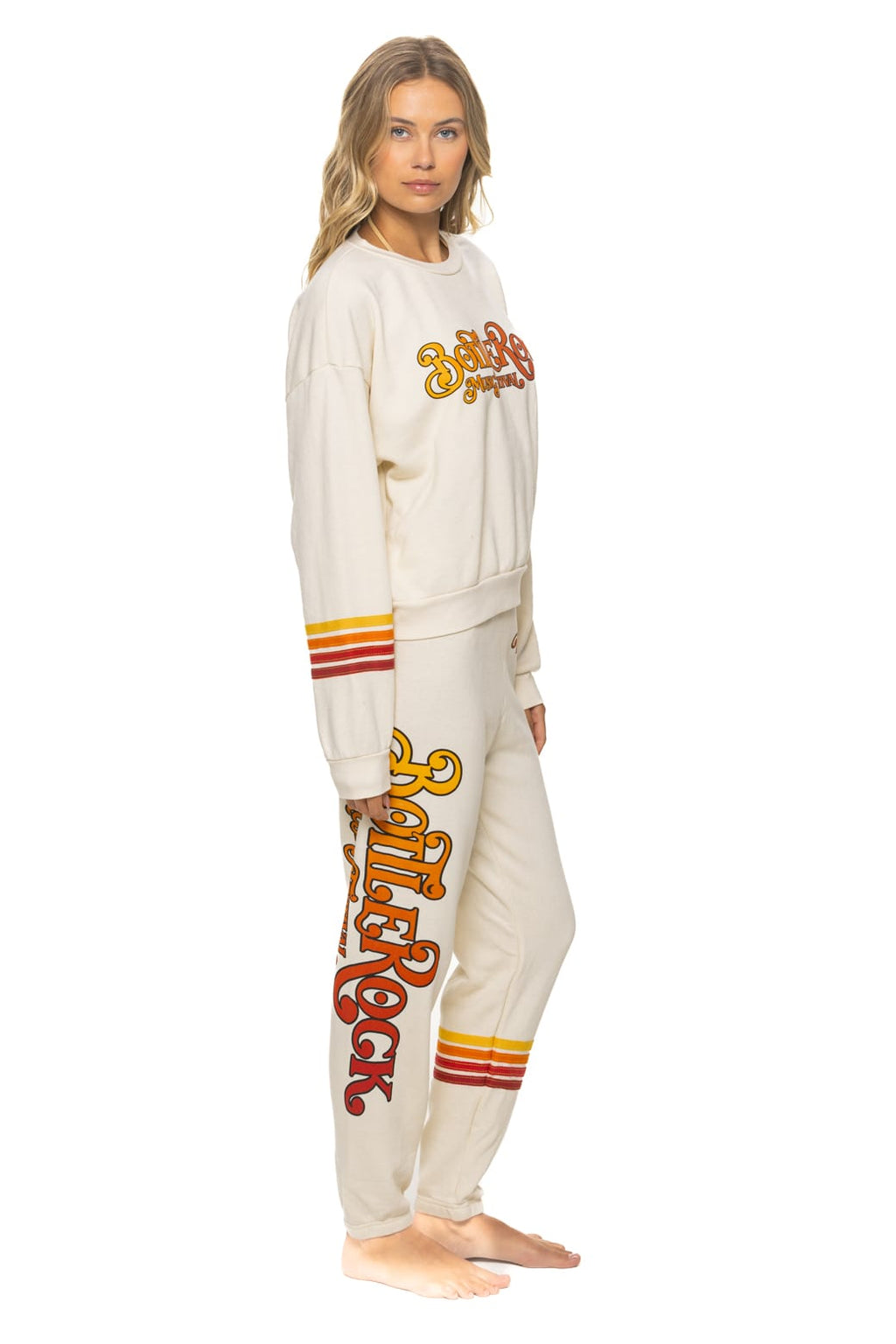Retro BOTTLEROCK 2026 RUGBY STITCH SWEATPANTS - VINTAGE WHITE