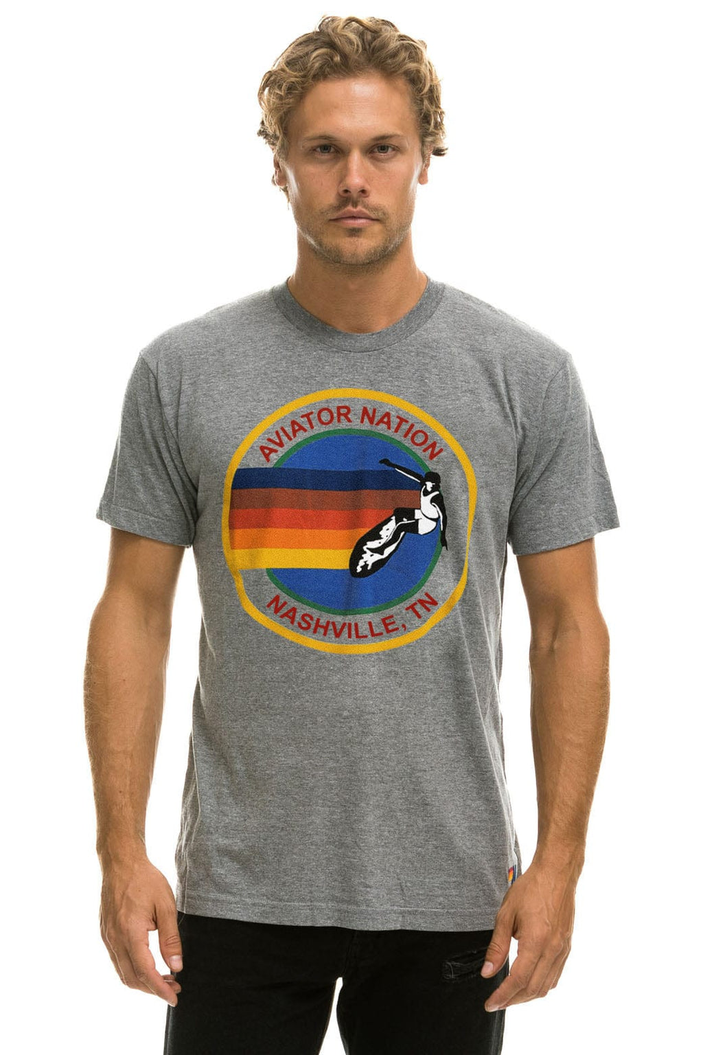 Retro AVIATOR NATION NASHVILLE TEE - HEATHER GREY