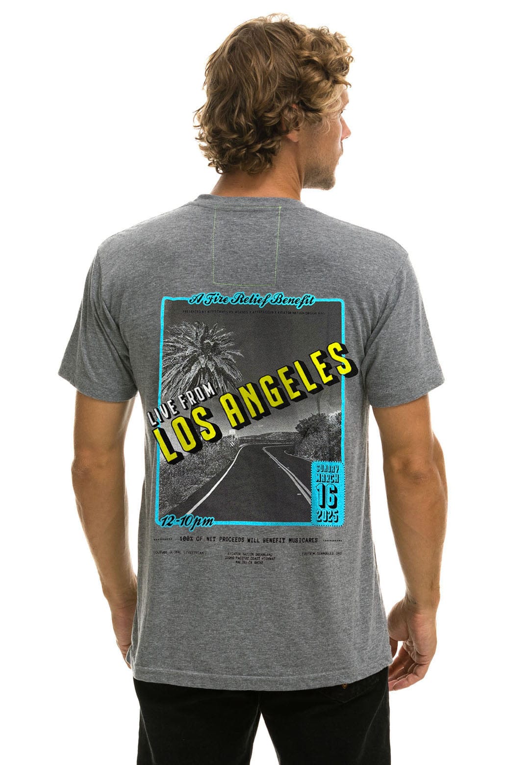 Retro DREAMLAND LA FIRES BENEFIT CREW TEE - HEATHER GREY