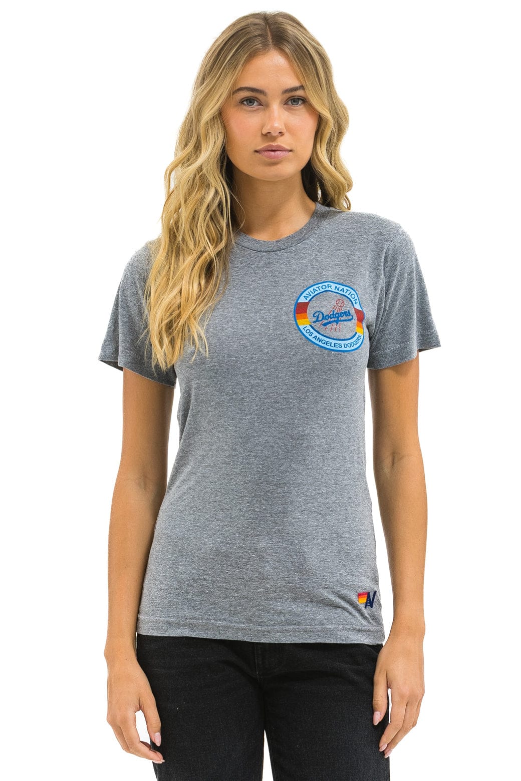Retro LOS ANGELES DODGERS BOLT CREW TEE - HEATHER GREY