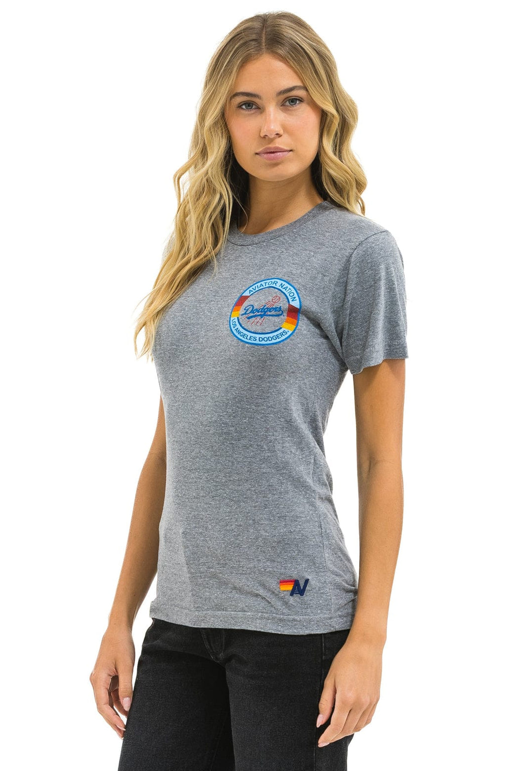 Retro LOS ANGELES DODGERS BOLT CREW TEE - HEATHER GREY