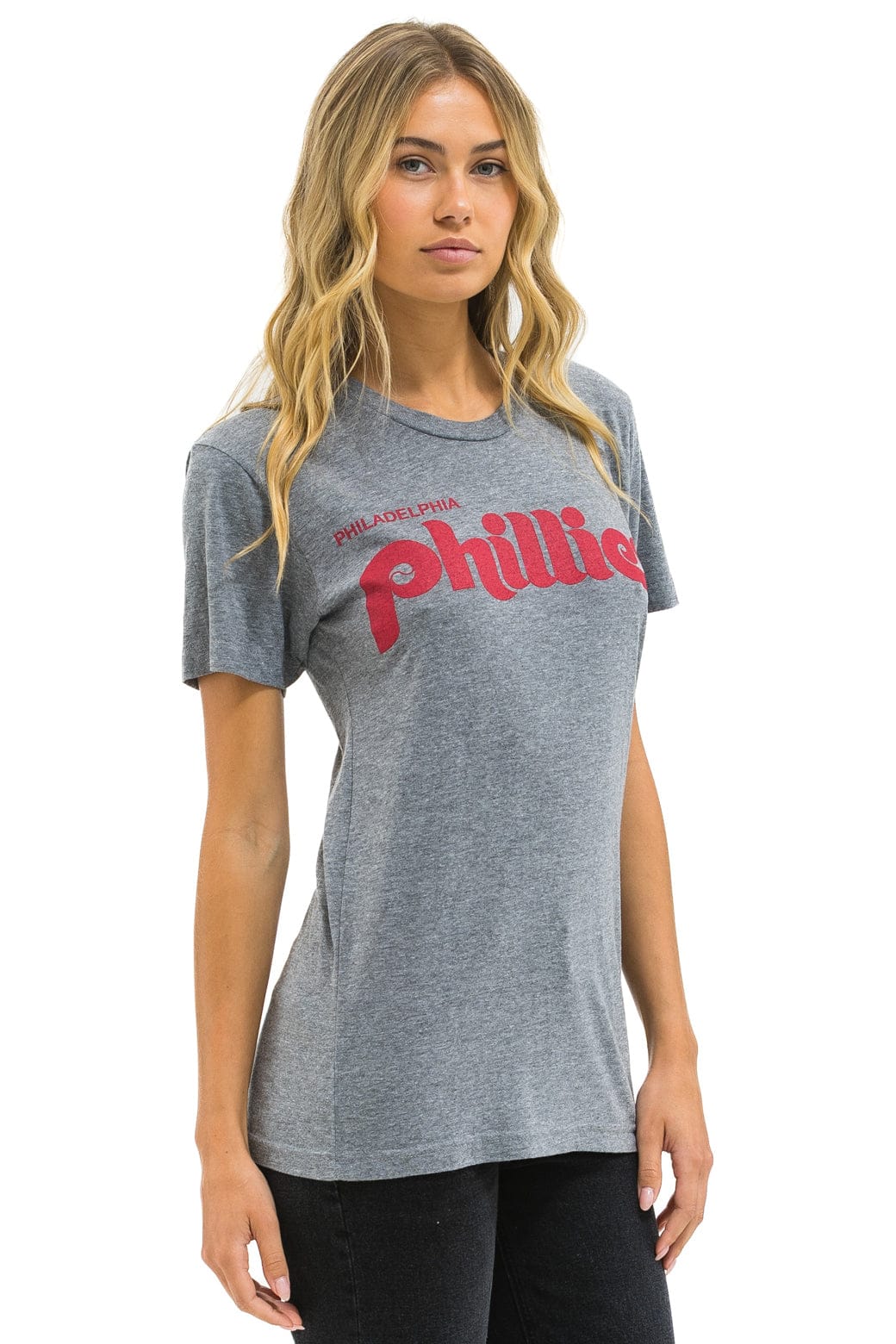 Retro PHILLIES BOLT CREW TEE - HEATHER GREY
